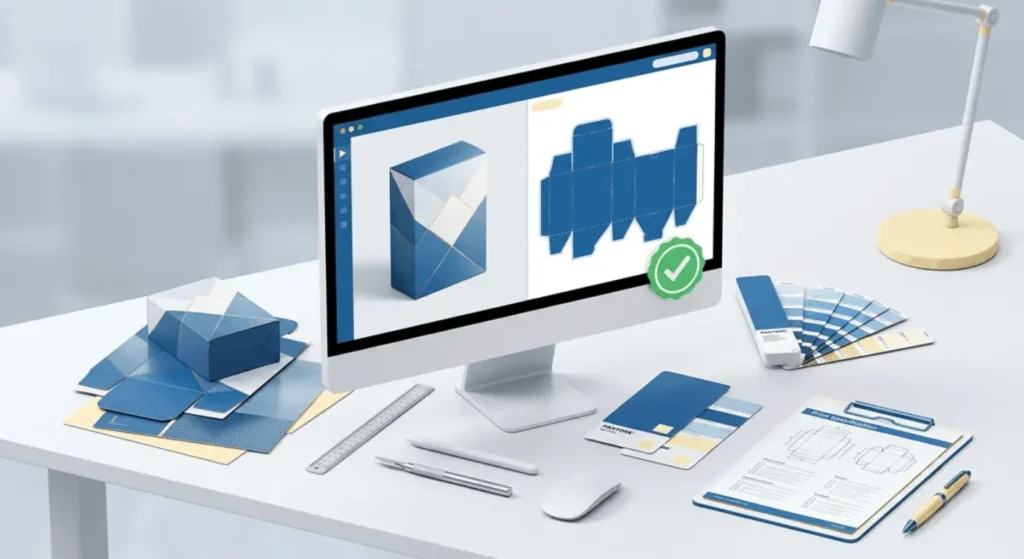 Expert consultation step in custom box ordering and Artwork upload step for custom packaging
