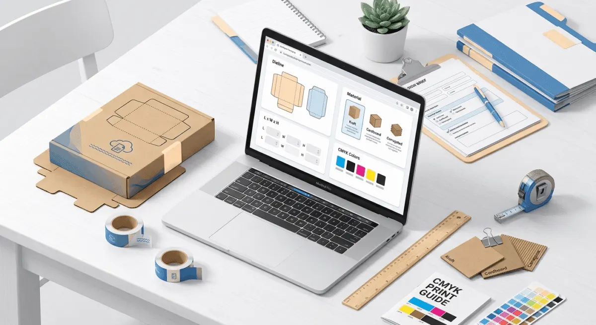 Step 1 of custom box ordering process and Instant quote