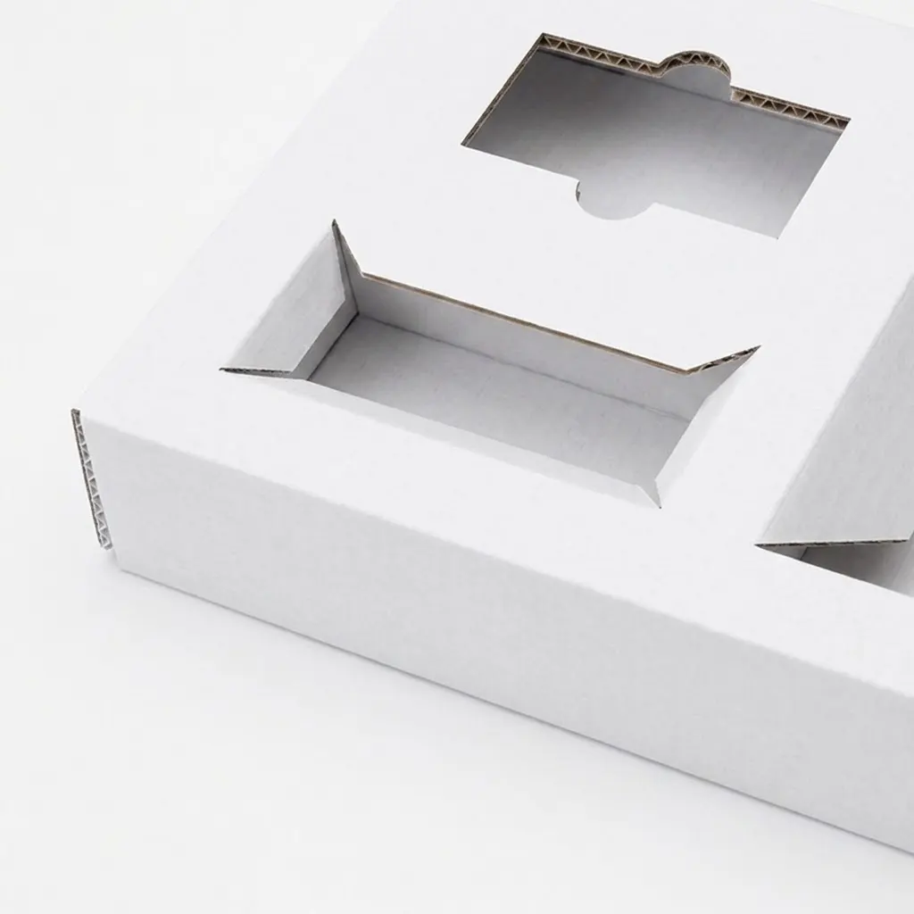 White corrugated insert for custom packaging boxes